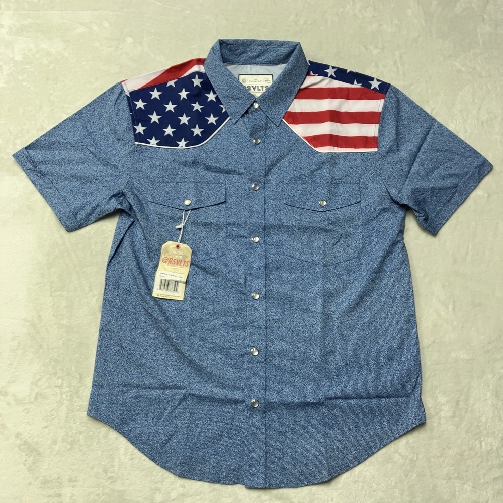 NWT RSVLTS Highway Man USA Roper Short Sleeve Button Shirt Mens M SOLD OUT